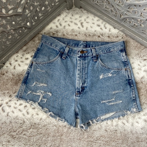 Rustler jean shorts size 30 vintage high rise distressed denim Y2K grunge skater - Picture 10 of 10